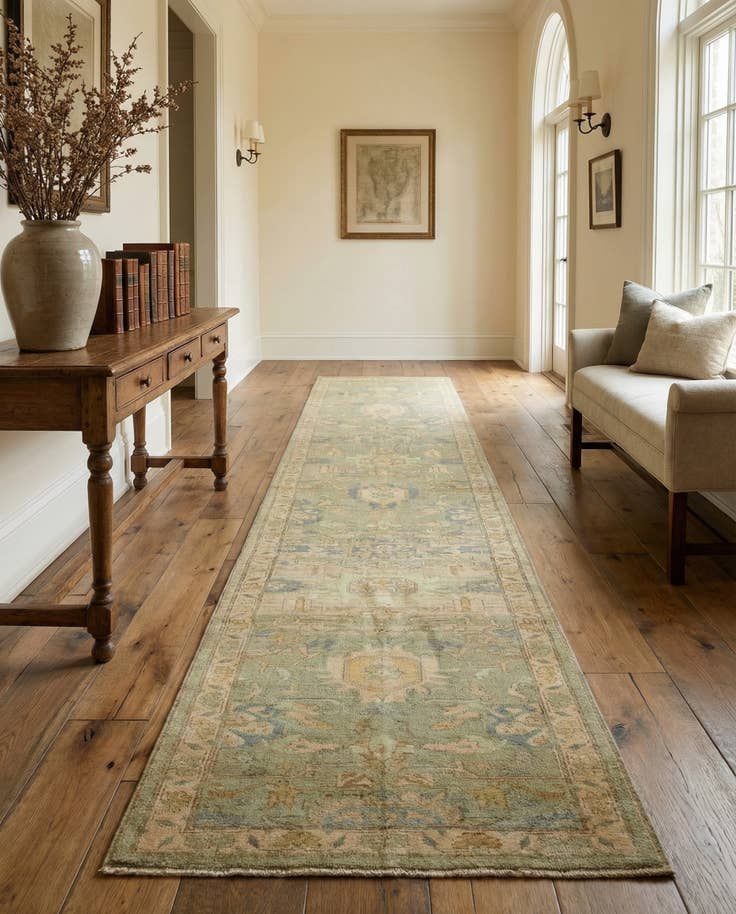 Detail image of 2' 10 x 14' 9 Hand Knotted Oushak Wool Runner Rug