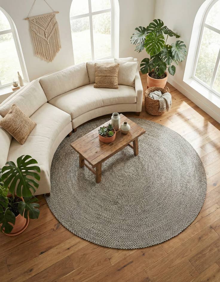 Detail image of 10' x 10'  Hand Tweed Braided Jute Round Rug