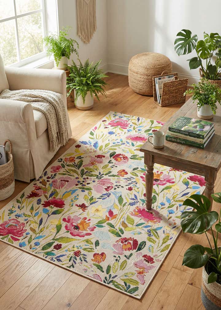 3' 3 x 5' 3 Easy-Clean Botanical Indoor / Outdoor Rug