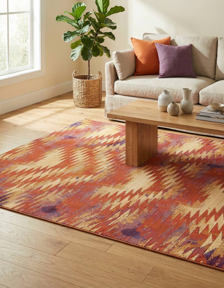 Detail image of 5' 3 x 8' Washable Modern Indoor / Outdoor Rug