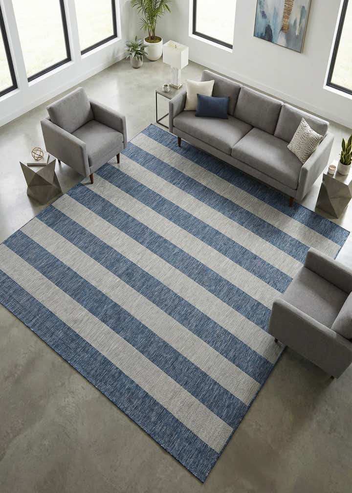 10' x 10' Easy-Clean Striped Indoor / Outdoor Square Rug