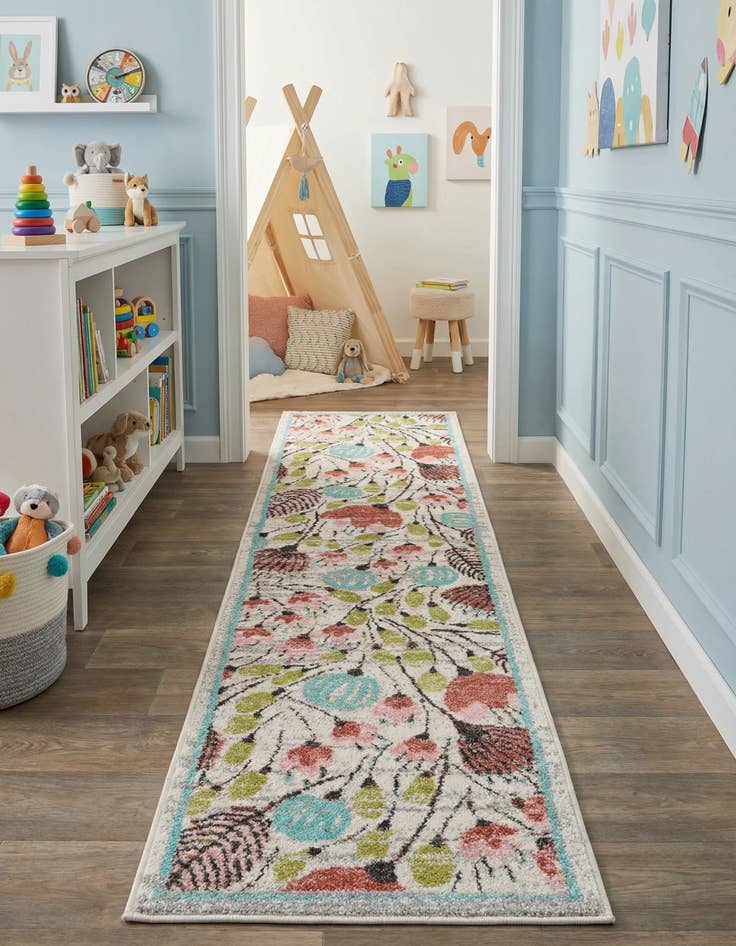 Detail image of 2' x 8' Flowers Whimsy Kids Runner Rug