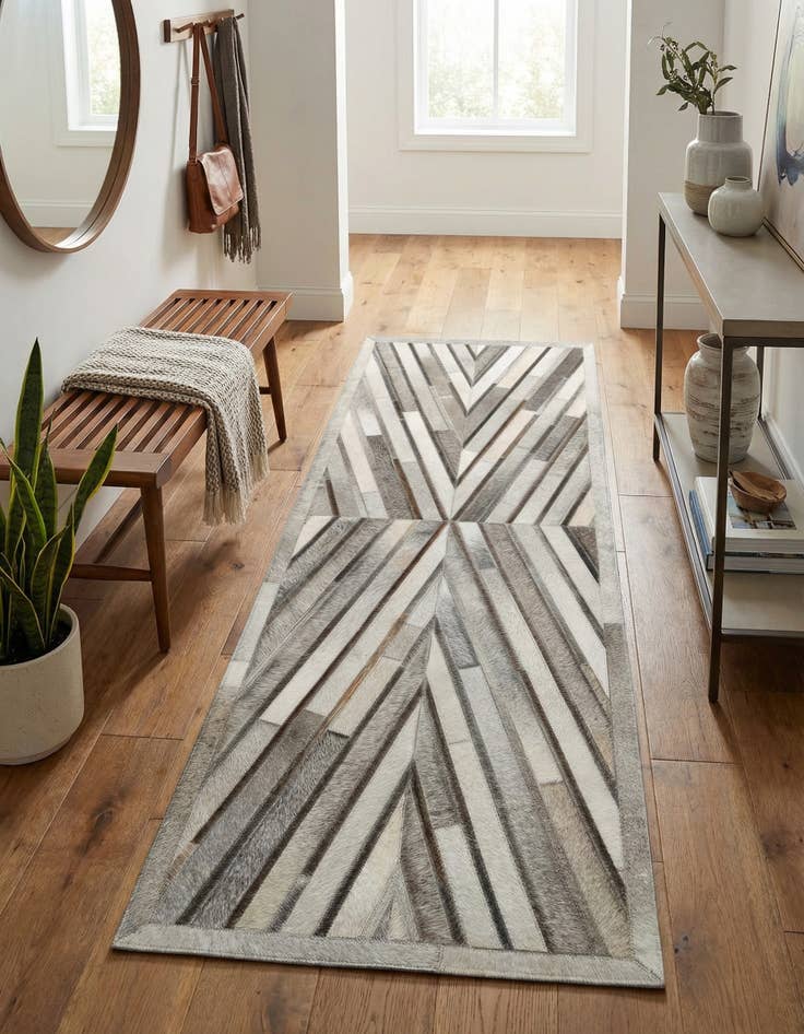 Detail image of 2' 2 x 6' 1 Cowhide Leather Runner Rug