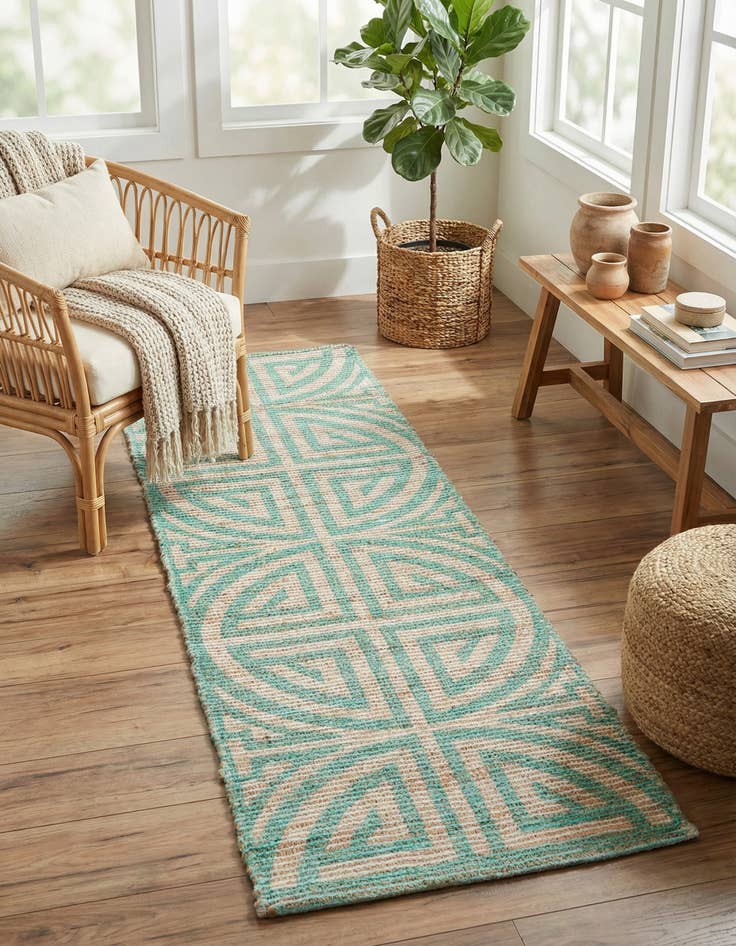 Detail image of 2' 2 x 6' 1  Hand Woven Chenille Jute Runner Rug