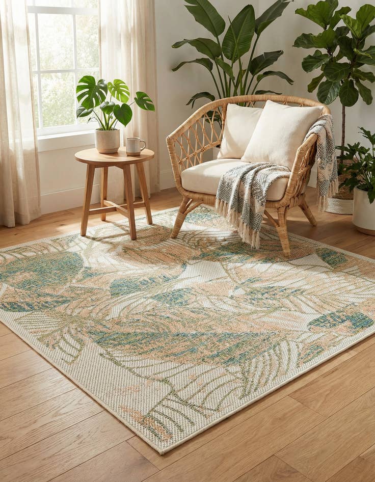 Detail image of 5' 3 x 5' 3  Washable Baja Indoor / Outdoor Square Rug