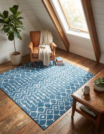 Blue Kasbah Trellis Square Rug