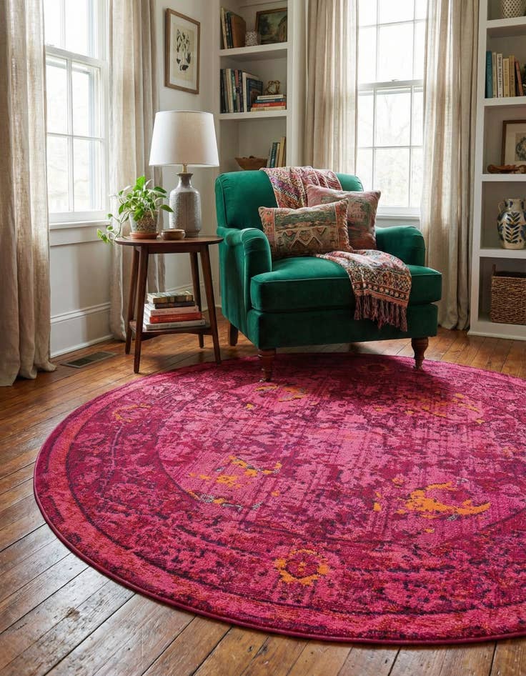 Detail image of 6' x 6' Washable Fleur Round Rug