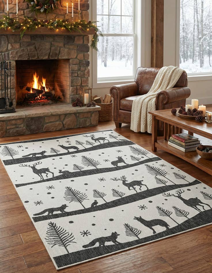 Detail image of 5' 3 x 8'  Washable Holiday Indoor / Outdoor Rug