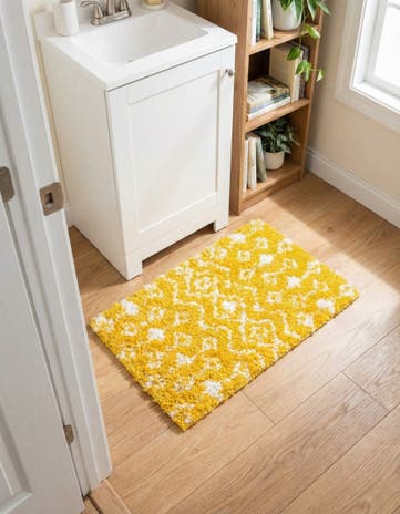 Yellow Moroccan Trellis Shag Rug