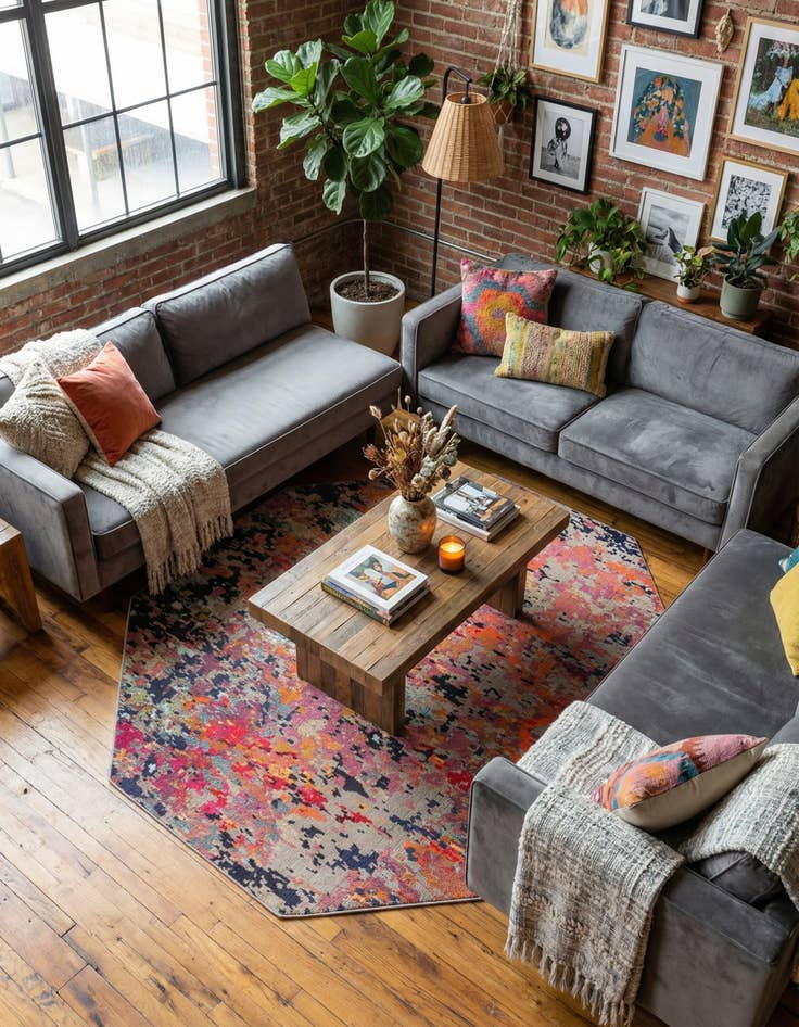 Detail image of 7' 10 x 7' 10 Washable Vivid Octagon Rug