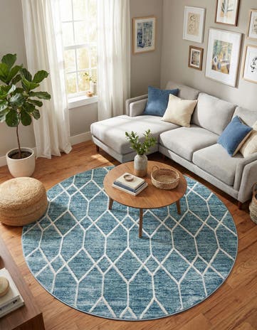 7' x 7' Lattice Trellis Round Rug