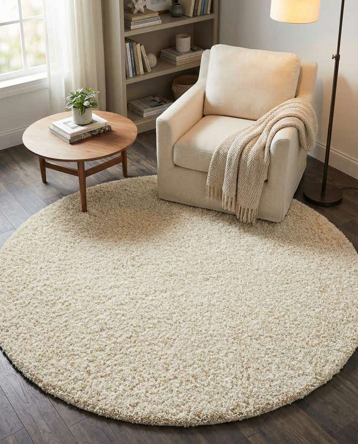 7' 10 x 7' 10 Solid Shag Round Rug