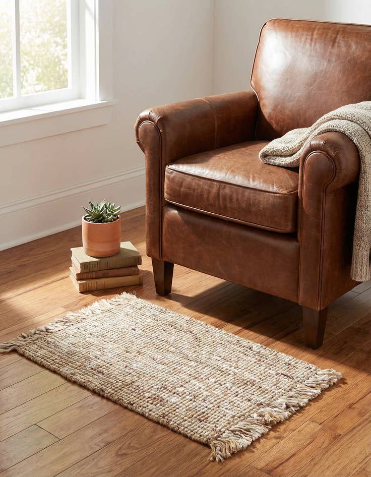 Detail image of 2' x 3' 1  Hand Woven Chunky Jute Rug