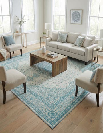 Aqua Dover Square Rug
