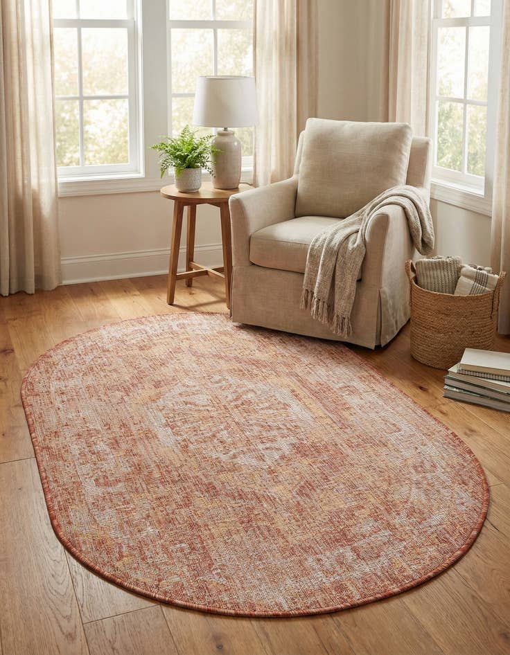 Detail image of 3' x 5' 3 Washable Traditional Indoor / Outdoor Oval Rug