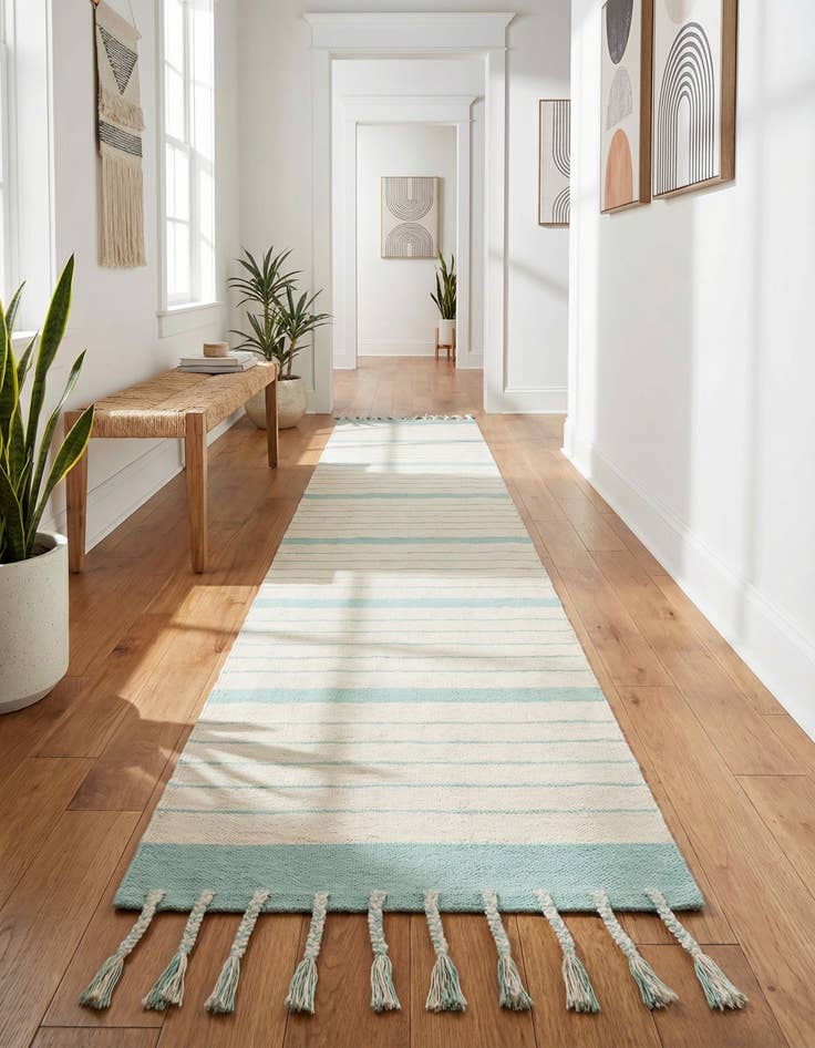 Detail image of 2' 7 x 12'  Hand Woven Chindi Cotton Runner Rug