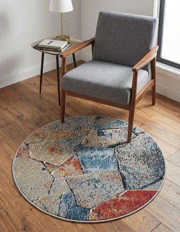 3' x 3' Easy-Clean Modern Indoor / Outdoor Round Rug