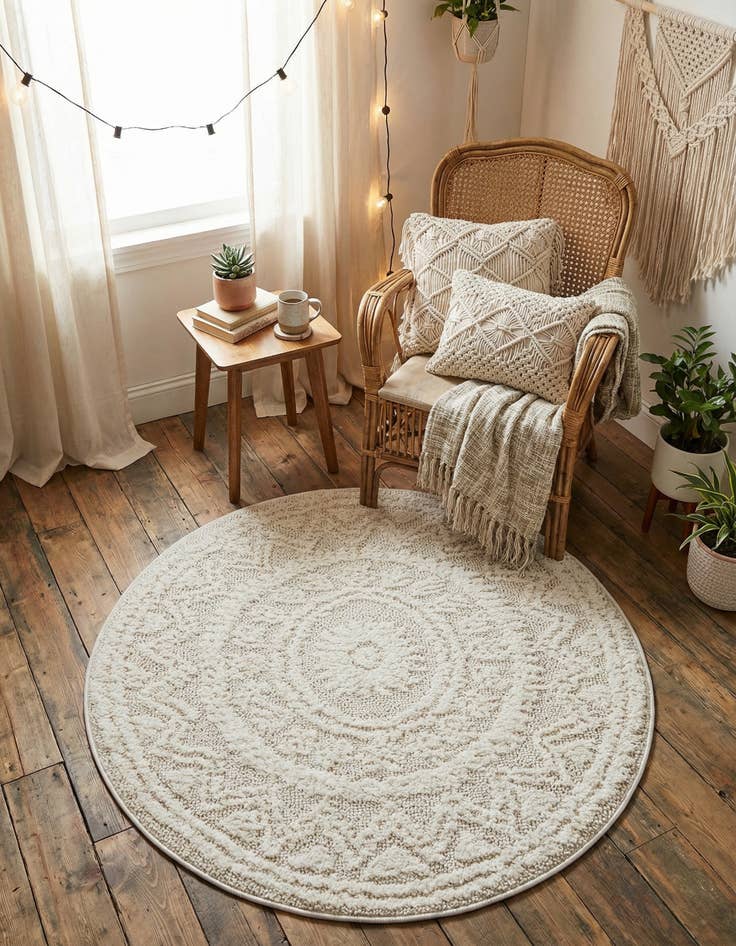 Detail image of 3' 3 x 3' 3 Boho Round Rug