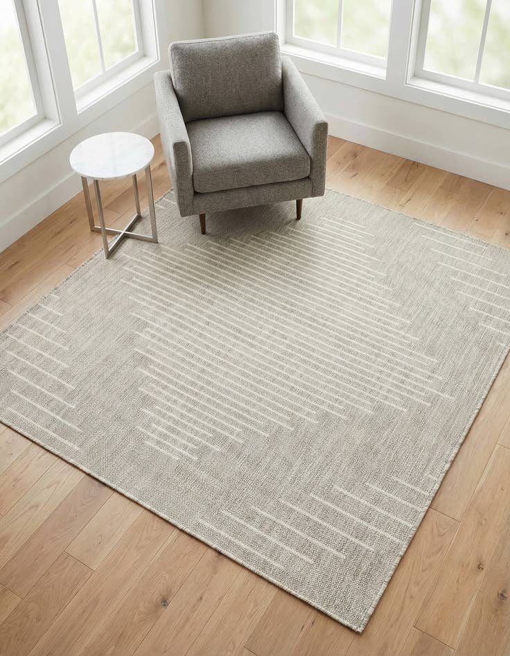 Detail image of 5' 3 x 5' 3  Washable Modern Indoor / Outdoor Square Rug