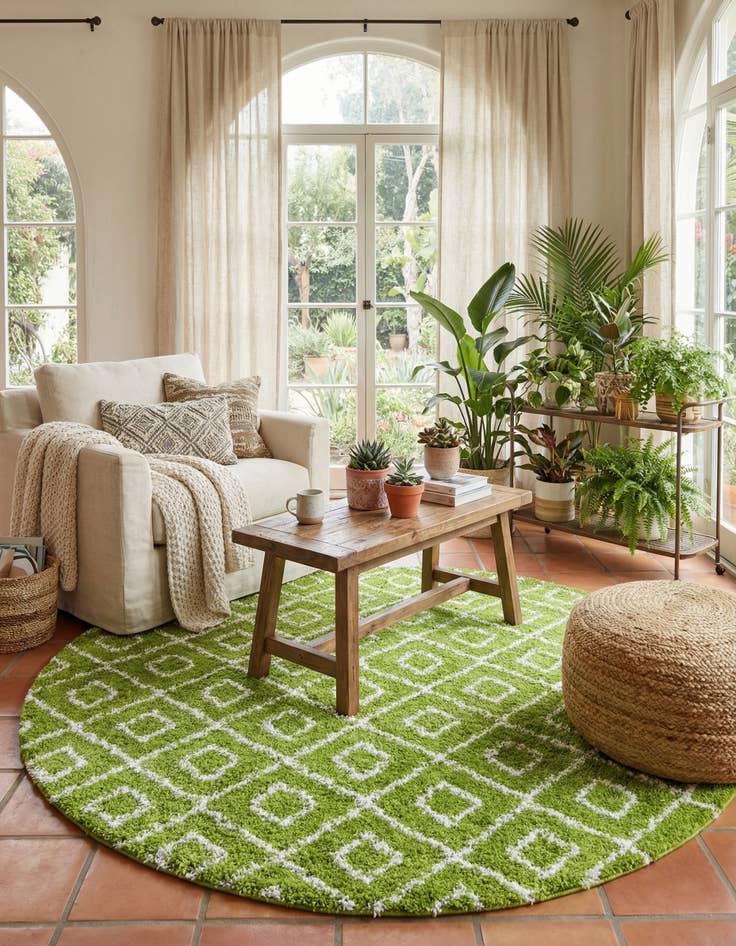 Detail image of 10' x 10' Trellis Shag Round Rug