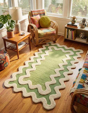 Green Happy Rugs Wiggles Wool