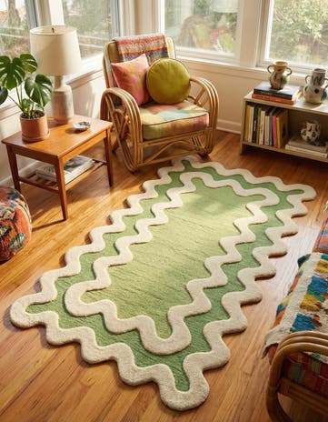 Green Happy Rugs Wiggles Wool
