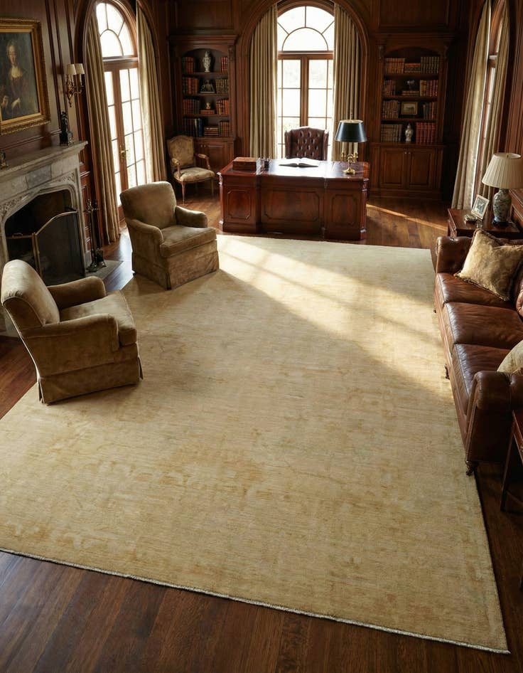 Detail image of 12' 4 x 15' 3 Hand Knotted Oushak Wool Rug