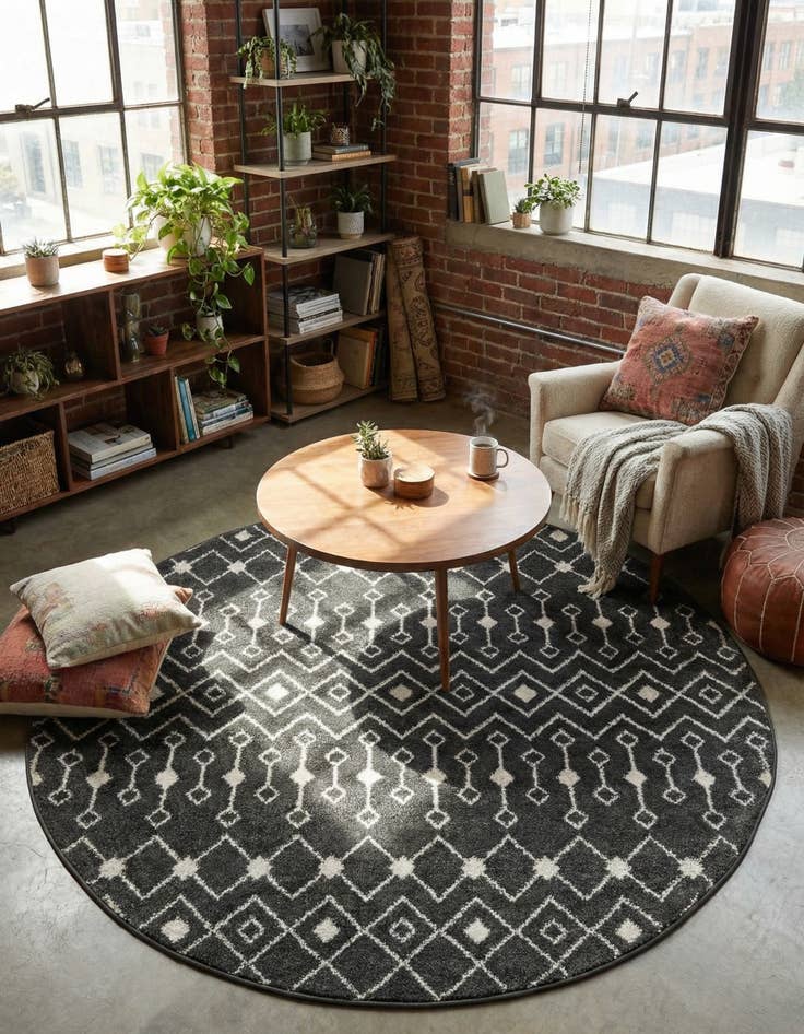 Detail image of 6' x 6' Moroccan Trellis Round Rug