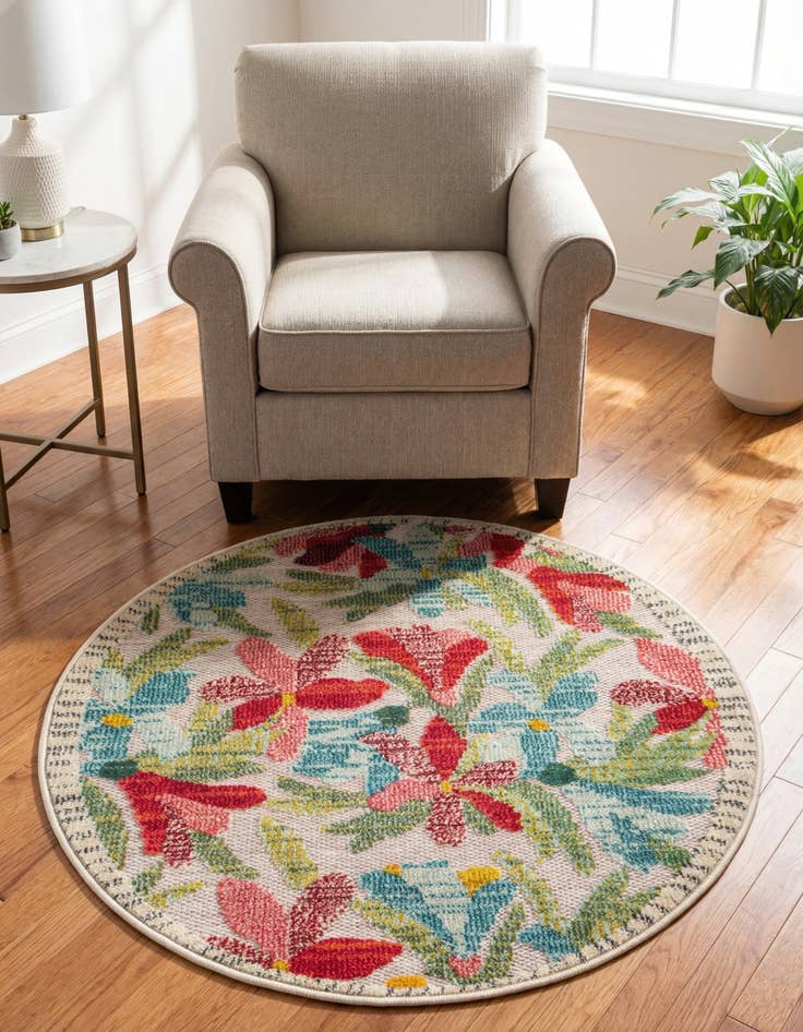 Detail image of 3' x 3' Washable Casablanca Indoor / Outdoor Round Rug