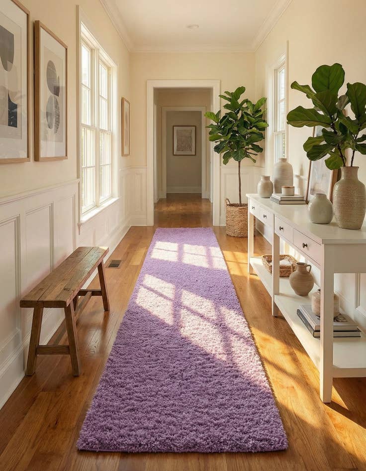 Detail image of 2' 7 x 19' 8 Solid Shag Runner Rug