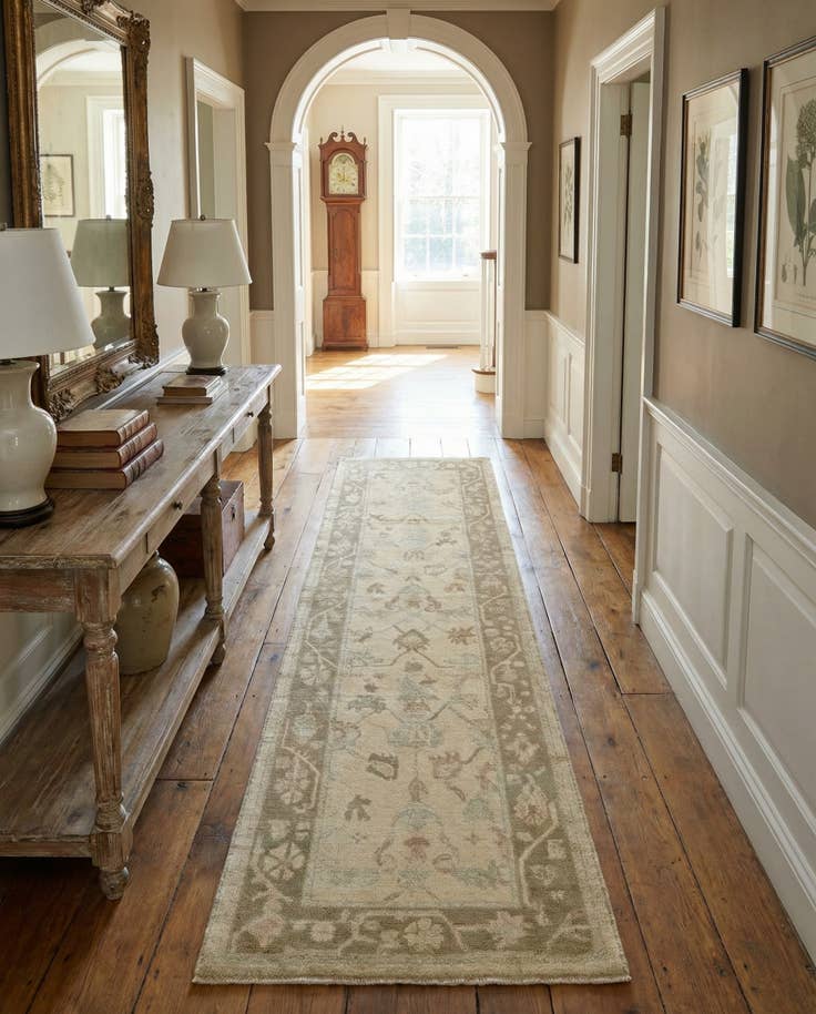 Detail image of 2' 9 x 9' 11 Hand Knotted Oushak Wool Runner Rug