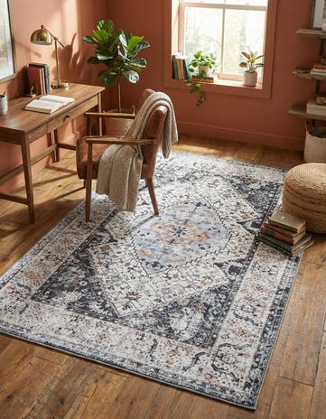 Linen Charcoal Washable Yara Rug