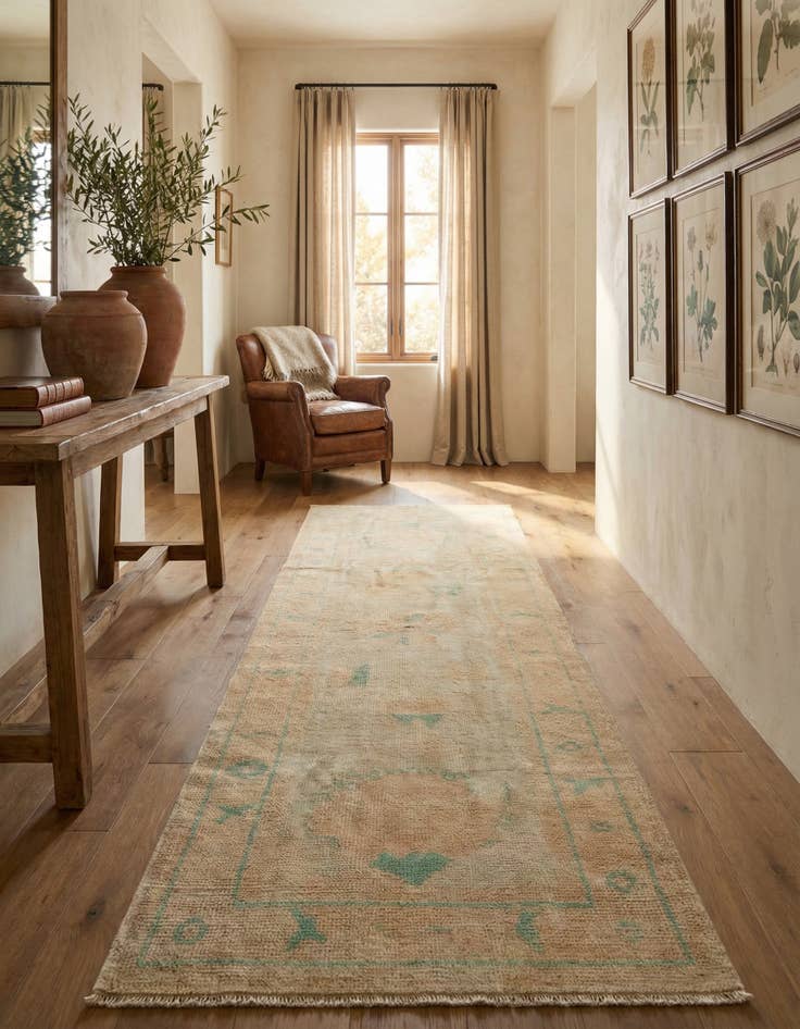 Detail image of 2' 8 x 7' 10 Hand Knotted Oushak Wool Runner Rug