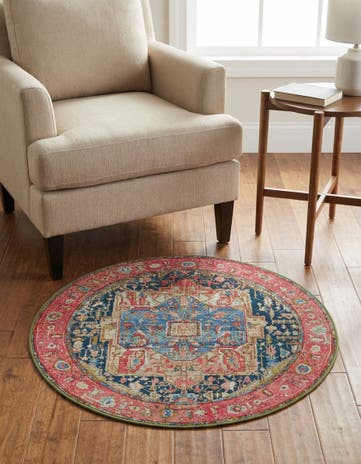 3' x 3' Easy-Clean Traditional Indoor / Outdoor Round Rug