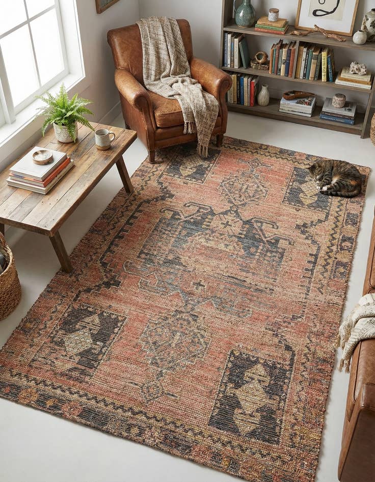 Detail image of 5' 3 x 8' Hand Woven Chenille Jute Rug