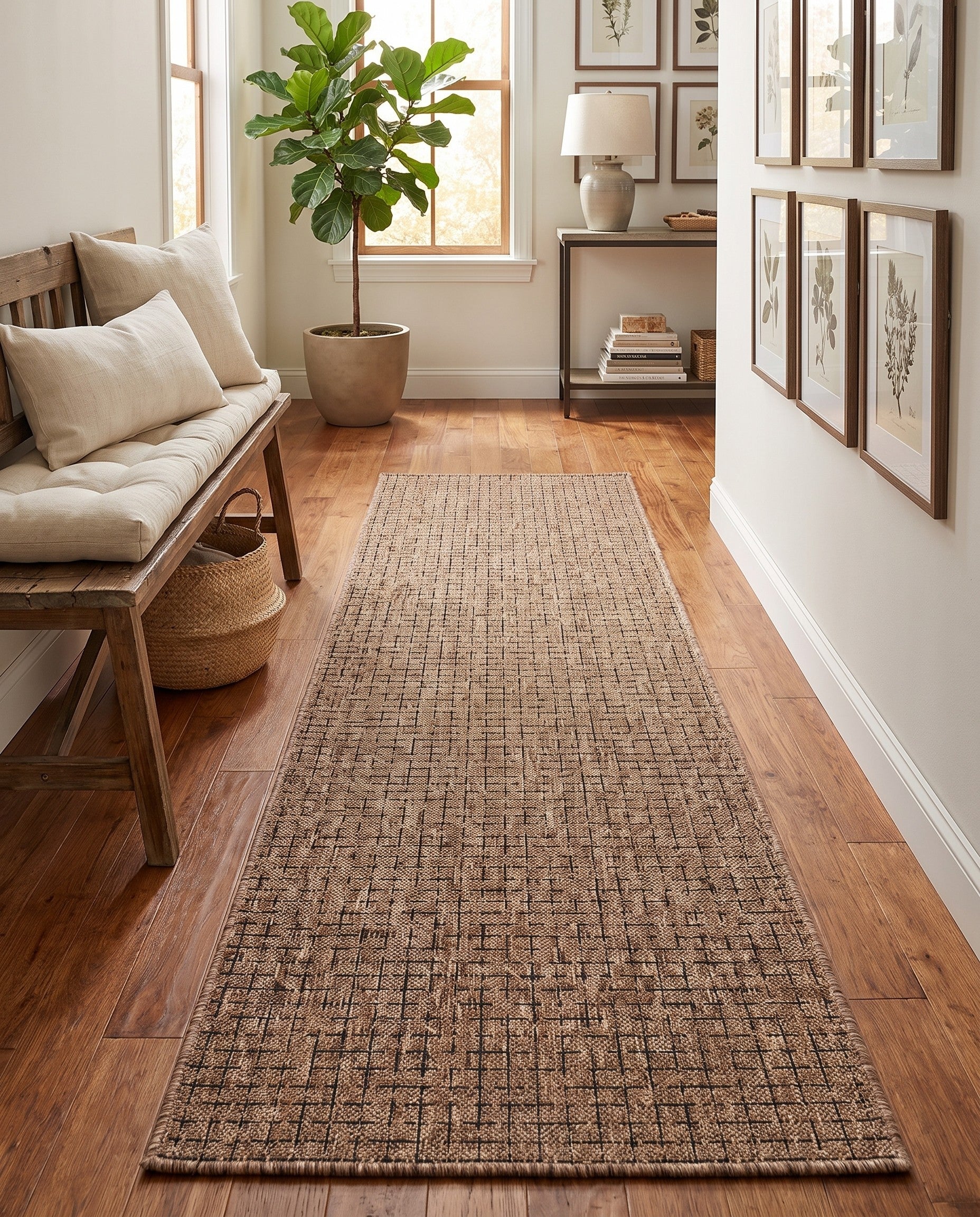 2' x 8' Easy-Clean Checkered Indoor / Outdoor Runner Rug