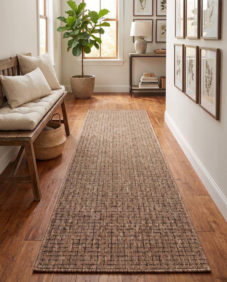 Detail image of 2' x 8' Easy-Clean Checkered Indoor / Outdoor Runner Rug