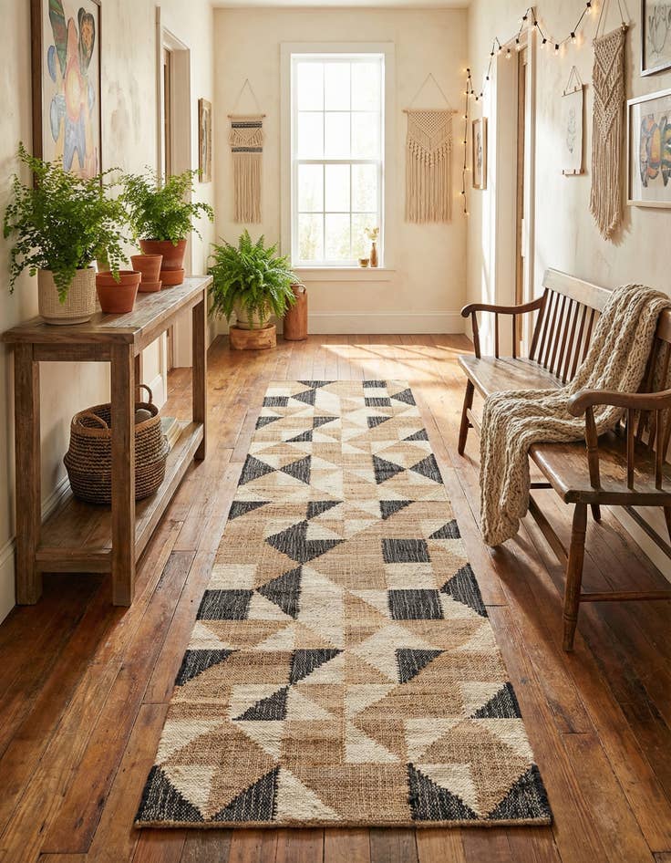 Detail image of 2' 7 x 10' Hand Woven Kala Handwoven Jute Runner Rug