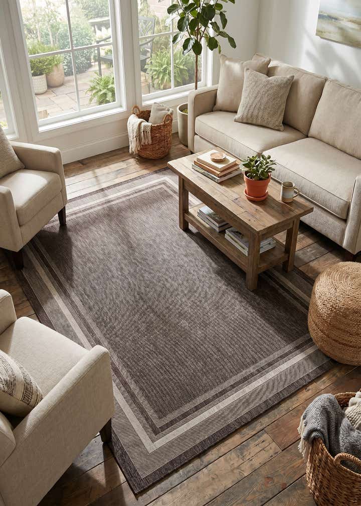 7' x 9' Easy-Clean Border Indoor / Outdoor Rug