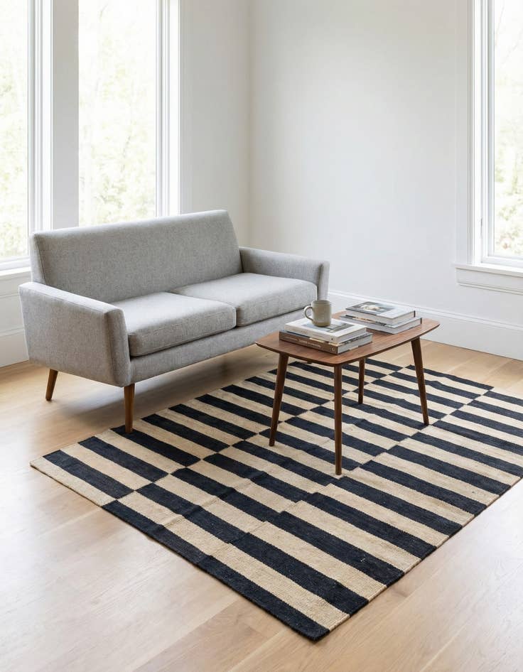 Detail image of 4' 1 x 5' 10 Hand Woven Kilim Modern Wool Rug