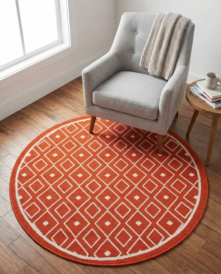 4' x 4' Easy-Clean Trellis Indoor / Outdoor Round Rug