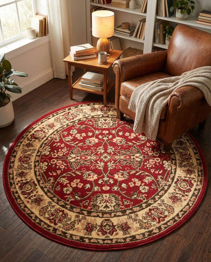 4' x 4' Kashan Design Round Rug