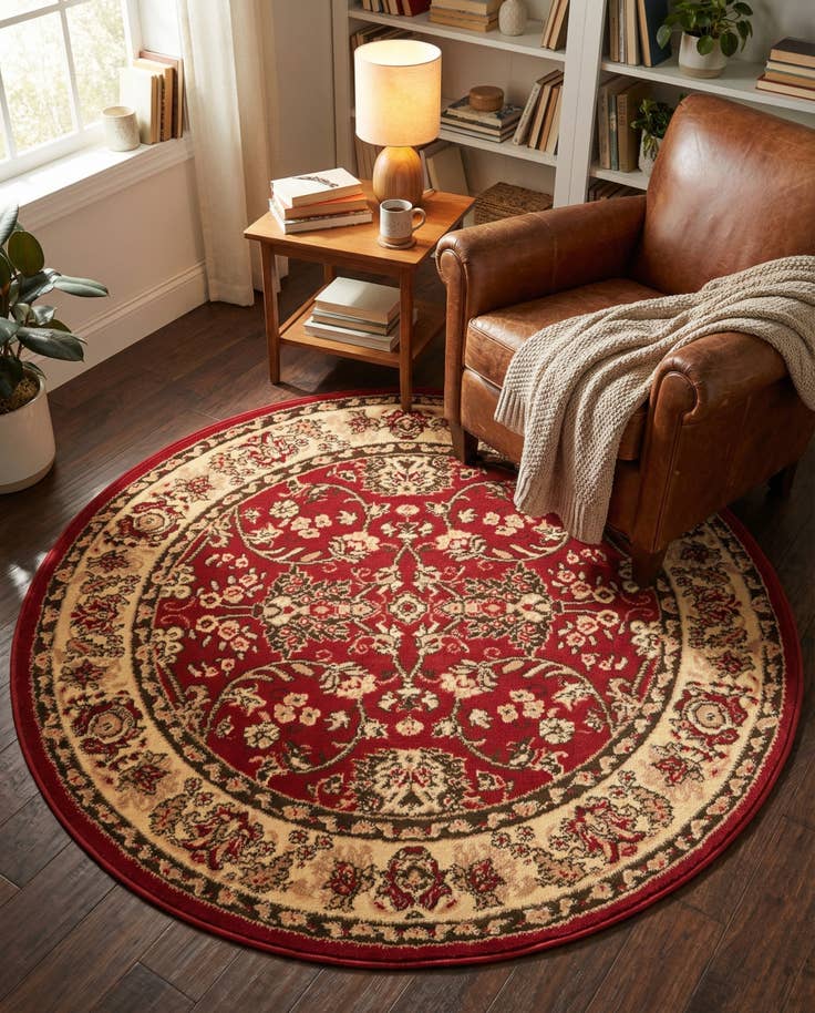 Detail image of 4' x 4' Kashan Design Round Rug
