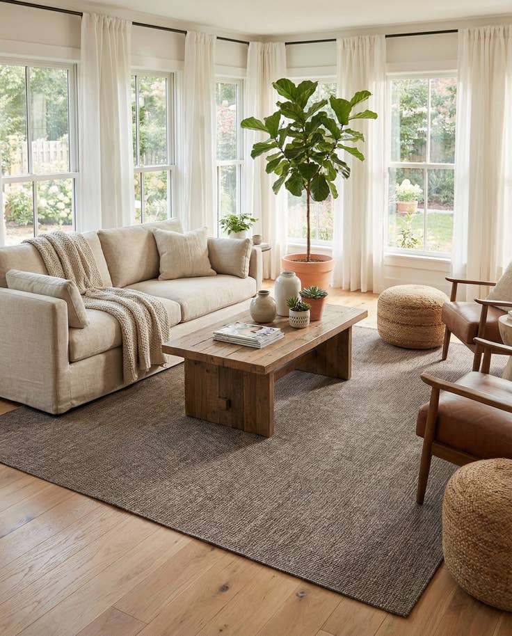 Detail image of 10' x 10' Easy-Clean Solid Indoor / Outdoor Square Rug