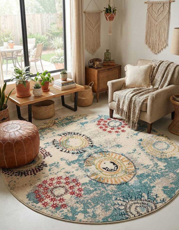 Detail image of 6' x 6' Washable Hyacinth Round Rug
