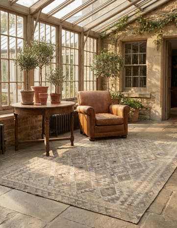 5' 1 x 6' 10 Hand Woven Kilim Maymana Wool Rug