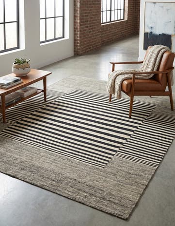 6' x 7' 6 Hand Woven Kilim Modern Wool Square Rug