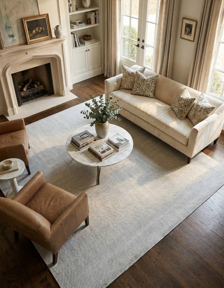 Detail image of 10' x 10'  Hand Woven Jill Zarin English Manor Farmhouse Wool Square Rug