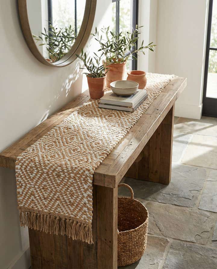 1' 2 x 8' Hand Woven Braided Jute Table Runner Rug