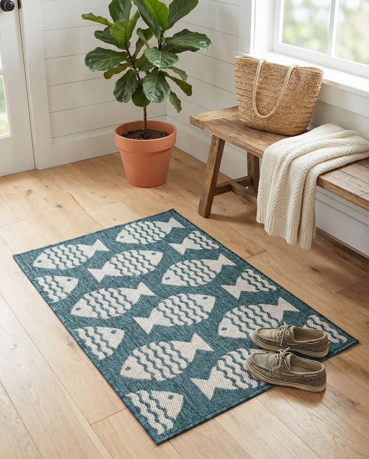Detail image of 2' x 3' Easy-Clean Coastal Indoor / Outdoor Rug